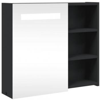 Mueble de baño con espejo y luz LED negro 60x13x52 cm Vidaxl