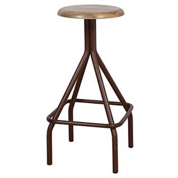 Taburete Alto Industrial de Metal y Madera con Reposapiés INKASPAR