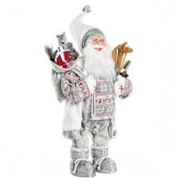 Adorno Navideño DKD Home Decor Papá Noel Blanco Rojo Gris PVC Madera 32 x 20 x 64 cm