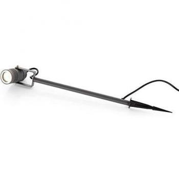 Foco Exterior Galina con Pincho de Suelo y Enchufe, Gris, 40 cm - Lámpara Moderna de Aluminio para Jardín