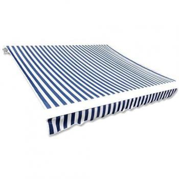 vidaXL Awning Top Sunshade Canvas Blue & White 4 x 3 m