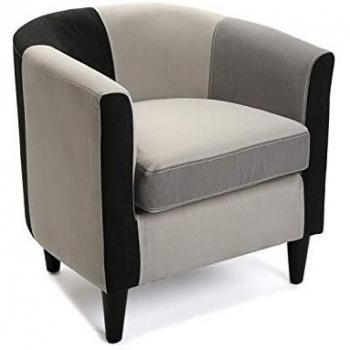 Versa 19880541 Sillón Redondo Smith, Madera y poliéster, Negro y Gris, 56 x 62 x 64 cm