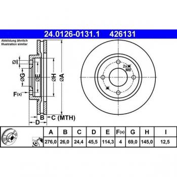 Disco de freno ATE 24.0126-0131.1, ventilado, 1 pieza