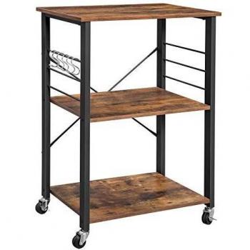 SONGMICS Silla de Comedor Tapizada de Terciopelo con Patas de Metal, Respaldo Alto y Asiento Ancho en Color Gris para Cocina, Salón o Dormitorio; VASAGLE Carrito Estante