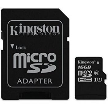 Kingston Technology Industrial MicroSDHC UHS-I Clase 10, Tarjeta de Memoria Flash de 16GB con Adaptador SD