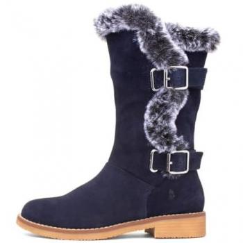 Hush Puppies Megan Women's Navy Suede Mid Calf Boots