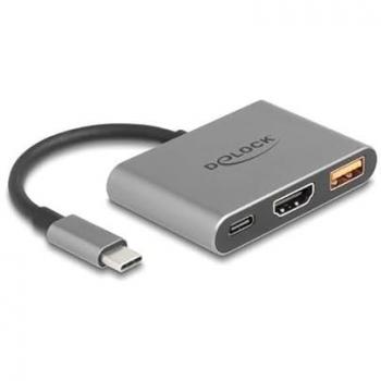 Adaptador USB Type-C a HDMI 4K 30 Hz con USB Tipo-A y USB Tipo-C PD 2.0, Gris