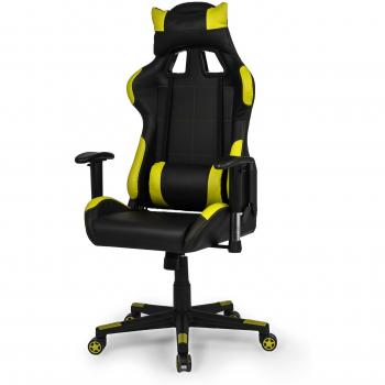 Due-Home - Silla ergonomica de Oficina Gaming Silverstone, sillón Giratorio para Escritorio, Estudio o despacho Color Amarillo, Medidas: 67x124x68 cm de Fondo