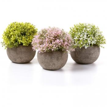 T4U Plantas Artificiales Plásticas Flor Decorativa en Maceta Oficina en Casa Paquete de 3