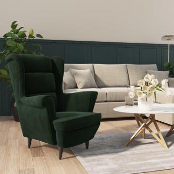 Sillón de terciopelo verde oscuro vidaXL