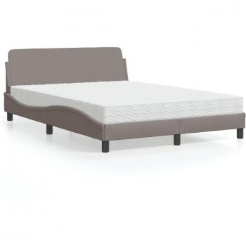Cama con colchón Tortoria 140x190 cm en tela gris taupe