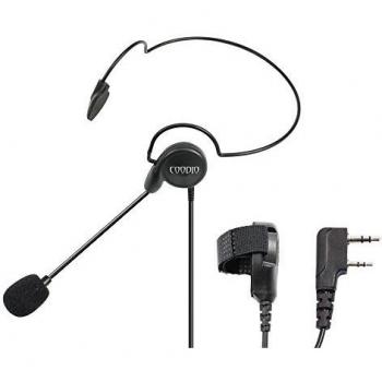 Coodio KHS8 Kenwood Radio Auriculares 2 Pin Micro-Auricular Micrófono [Cancelación de Ruido] PTT Dedo Seguridad y Bodyguard Para 2-Pin Kenwood Plug Walkie-Talkie Transceptor Emisor y Receptor PMR