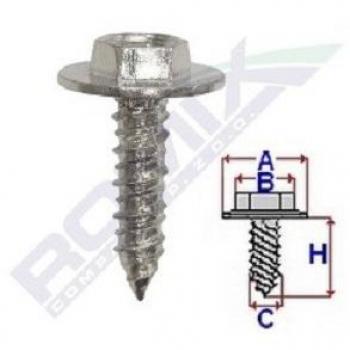 Tornillo para chapa ROMIX 45188, 10 piezas, acero galvanizado, cabeza hexagonal, rosca completa, longitud de 30 mm