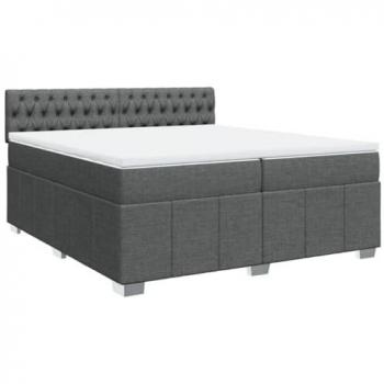 Cama box spring con colchón de muelles gris oscuro 200x200 cm tela