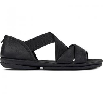 Sandalia Camper K201367-006 para mujer en color negro, sandalias planas de piel con hebilla