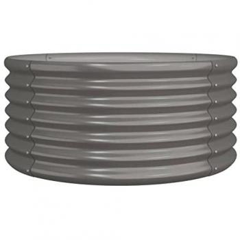 vidaXL Garden Planter Powder-coated Steel 80x80x36 cm Grey