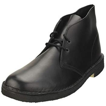 Clarks Originals Black Polished Leather Desert Boots for Men - Size 10 UK