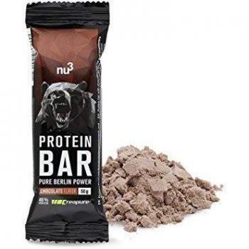 Nu3 barrita de proteinas 12 x 50g z barras con proteina 20g sabor a chocolate z para mantener masa muscular z mejoradas con whey protein creatina y creapure z 395g de fibra y solo 160 kcal