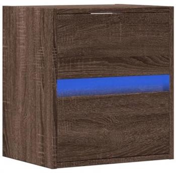 Mueble de TV de pared con luces LED marrón roble 41x31x45 cm, Mueble de TV suspendido, Mueble de TV montado en la Pared, Soporte de TV Flotante