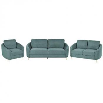 Conjunto de sala de estar 6 plazas poliéster verde menta dorado estilo glamour Trosa