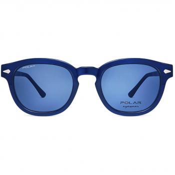 Polar 448 Clip-On Polarized Men's Sunglasses Shiny Crystal Blue 48mm