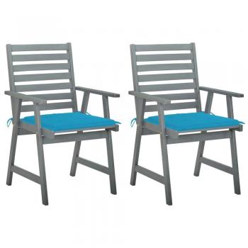 Sillas de comedor jardín 2 uds madera maciza acacia con cojines