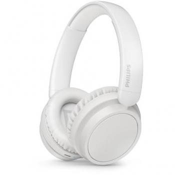 Auriculares inalámbricos Philips TAH5209WT, Over-Ear, Bluetooth, Aislamiento de ruido pasivo, 65 horas de reproducción, Carga USB-C, Graves dinámicos - Blanco