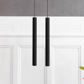 Lámpara colgante UMAGE Chimes Tall LED de roble negro, altura 44 cm, diseño moderno en tubo de madera