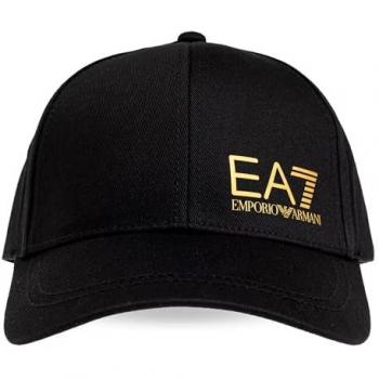 Gorra de Béisbol EA7 Negra con Logotipo Dorado Bordado, Talla S