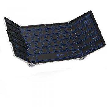 [Backlit Wireless Keyboard]iClever Foldable Bluetooth Keyboard with 3 Color Backlight for iOS iPad Pro, iPad Air, iPad Mini, Android, MacOS, Windows, Tablets, PC and Smartphone, US Layout