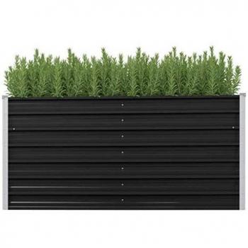 vidaXL Jardinera de Jardín de Acero Galvanizado 160x40x45cm Gris Florero Patio