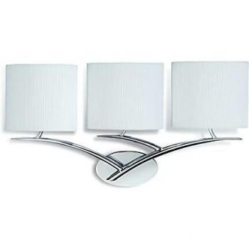 Aplique de Pared Mantra Eve Cromo 3 Luces con Pantalla Blanco Roto - Aplique Triple de Metal y Tela en Color Cromo