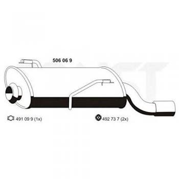 Silenciador trasero ERNST 506069 para PEUGEOT 206 3/5 puertas