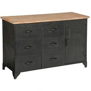 Cómoda Torof de Metal y Madera con 6 Cajones y 1 Puerta - 108x70,5x41 cm