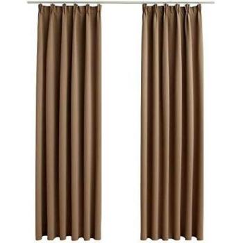 vidaXL Cortinas Opacas con Ganchos, 2 Piezas, 140 x 245 cm, Color marrón