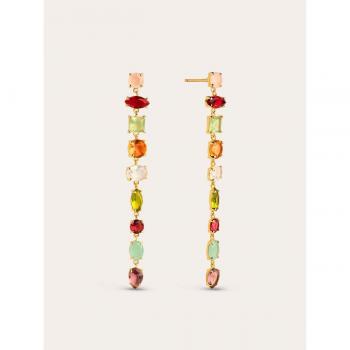 Pendientes Singularu Drop Orquidea - Elegantes Pendientes de Plata con Baño en Oro de 18 Kt