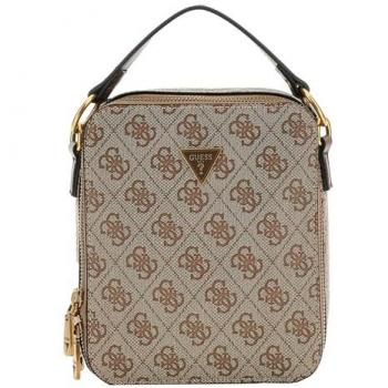 Guess Torino Top Zip Crossbody Bag - Beige/Brown