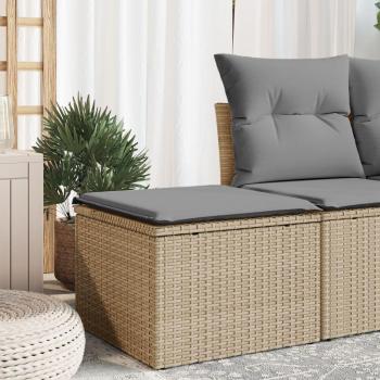 Taburete de jardín con cojín beige 55x55x37 cm en Polyrattan