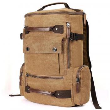 Mochila Lona, Mochila para Portátil 17.3 Pulgadas, Vintage Recorrido del Morral al Aire Libre Acampada Y Senderismo