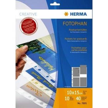 Herma 7695 - Paquete de 10 fundas transparentes para postales de 10 x 15 cm