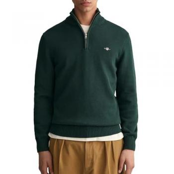 Jersey Casual de Algodón Verde con Media Cremallera para Hombre - Talla XL
