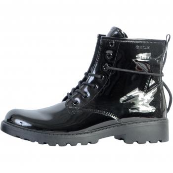 Geox Casey Girl Black Shiny Ankle Boots for Kids