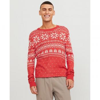Jersey de punto navideño para hombre en color rojo