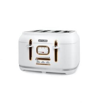 Tostadora Muse MS-131 W 4 Ranuras Inoxidable Blanco Mate/Cobre