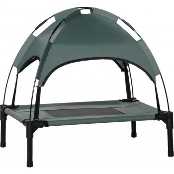 PawHut Cama Elevada para Mascotas con Toldo Extraíble 61x46x62 cm Gris