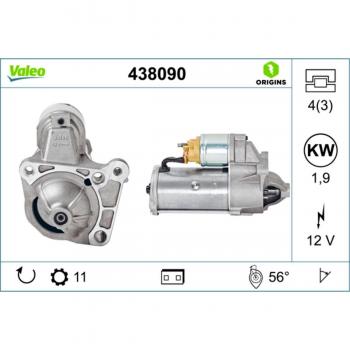 Motor de Arranque Valeo 438090 para RENAULT Mégane, Scénic, Trafic, Laguna, Master, Espace y OPEL Vivaro, Movano & SUZUKI Grand Vitara