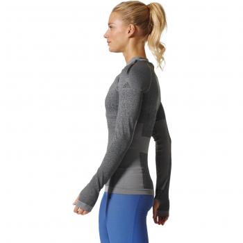 adidas Seamless Ls Camiseta, Mujer, Negro