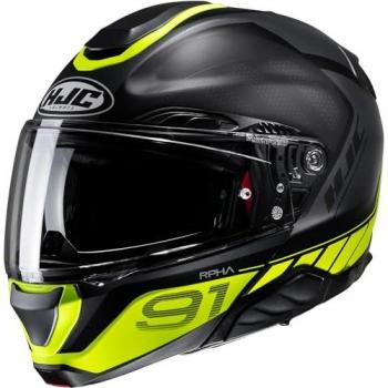 Casco Modular HJC RPHA 91 Rafino Negro Amarillo 2XL