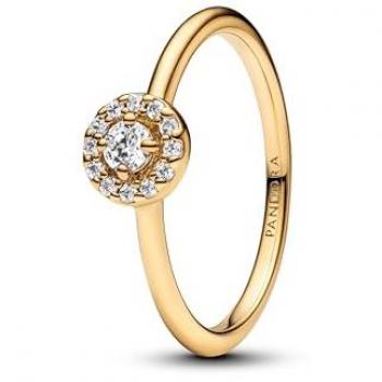 Anillo Halo Redondo en Pavé Dorado Pandora Timeless 52