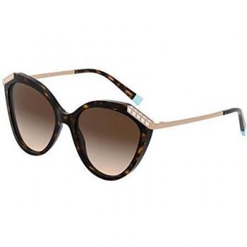 Tiffany Women's Yellow Wheat Leaf Sunglasses TF 4173B (55 MM Dark Havana/Brown Shaded)